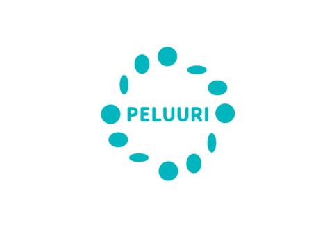 Peluurin logo. Pyöreä turkoosi.