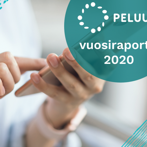 Peluurin vuosiraportti 2020. Ihminen näpyttelee kännykkää.