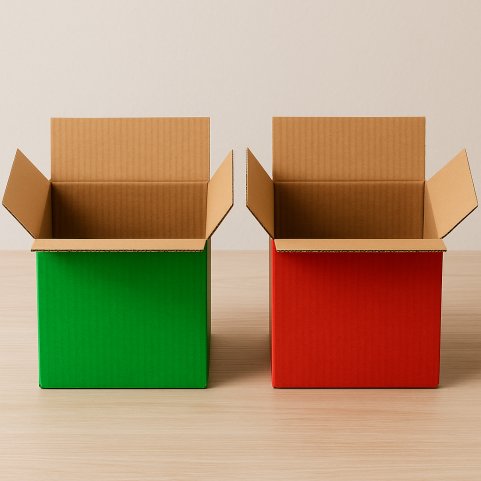 vihreä ja punainen laatikko