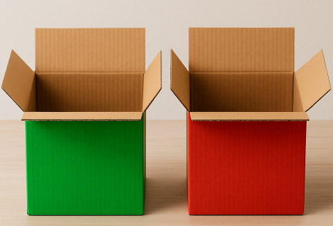 vihreä ja punainen laatikko